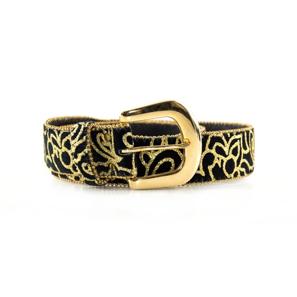 Elite Accessories - Elite Black Velvet & Gold Belt M